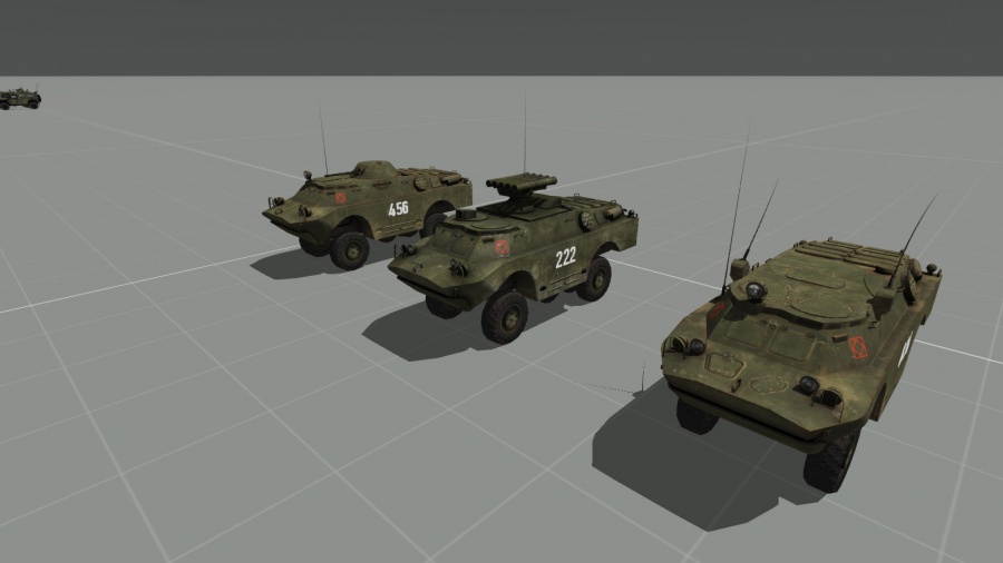 Left to right: BRDM-2,BRDM-2 Konkurs, BRDM-2UM